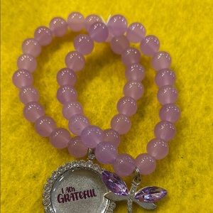 Purple Beaded Bracelet with Charms